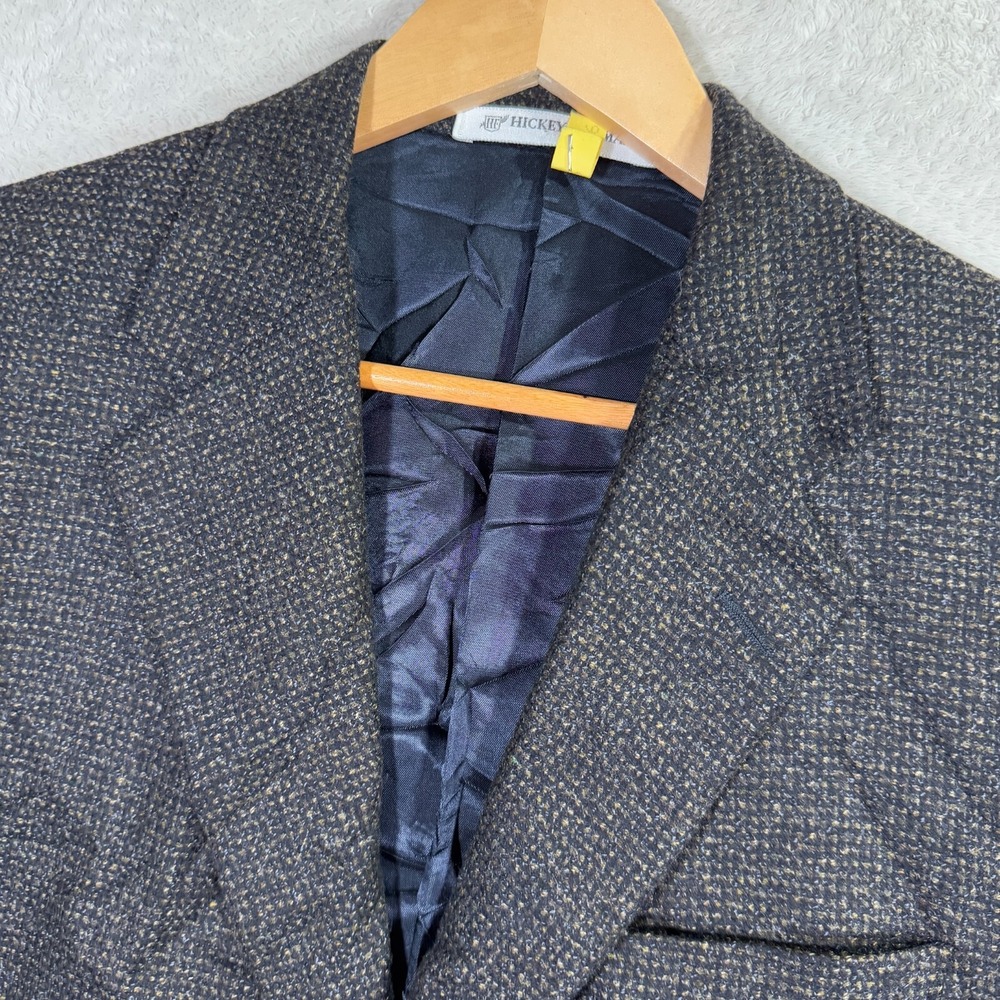 Hickey Freeman Blazer Jacket Mens 42R Grey Lambswool Cashmere Sharkskin Preppy